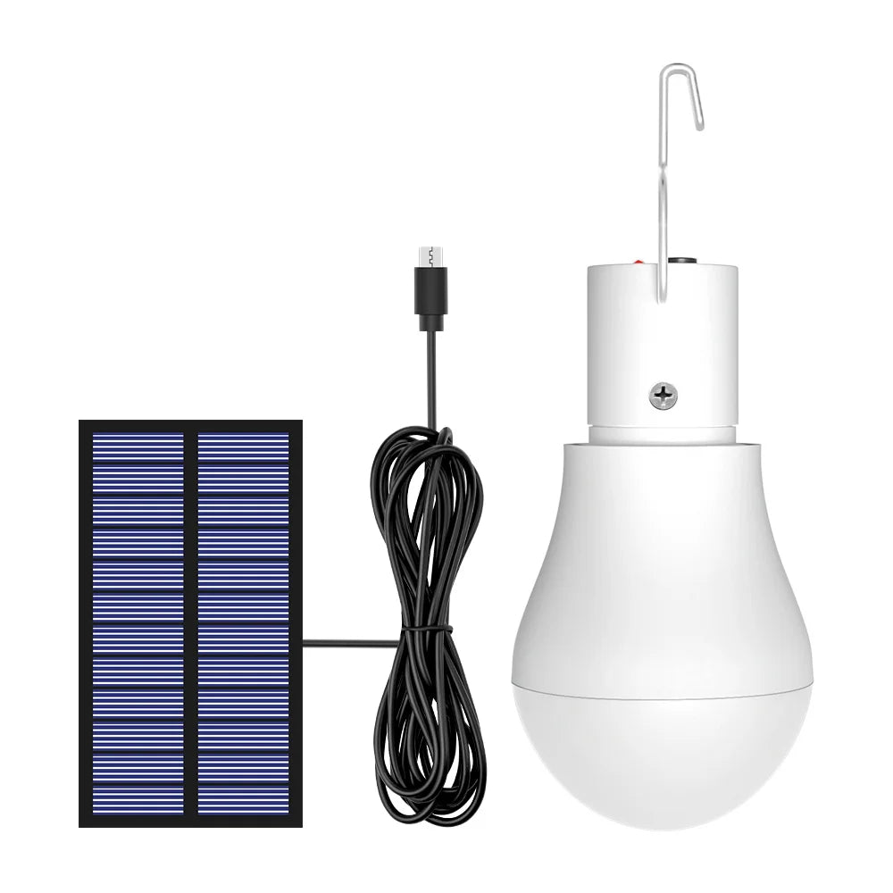 ampoule solaire led portable ip65 moderne crochet indicateur charge blanc