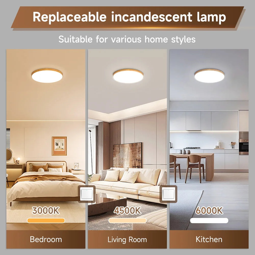 lampe led grain bois moderne blanc brun clair éclairage quotidien 249 2000 flux lumineux
