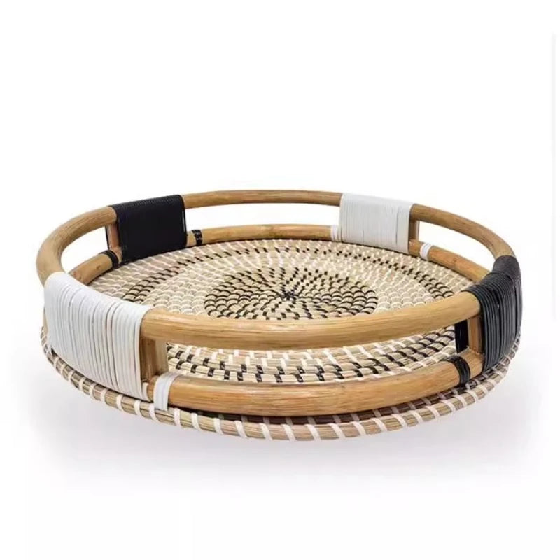 corbeille tressée rotin bohème géométrique blanc noir facile fixer rubans.velcro