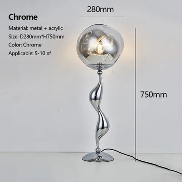 lampe sol moderne ondulé argenté luminaire intérieur décoratif led salon chambre