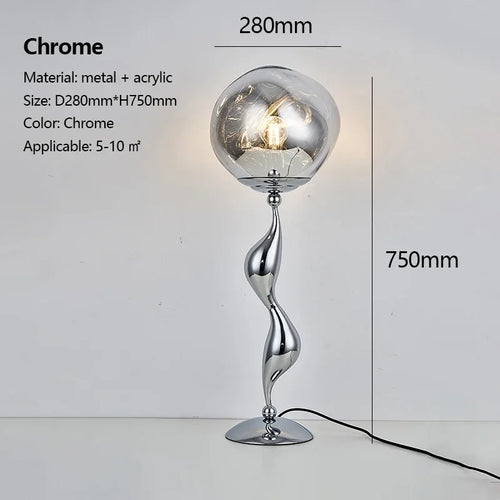 lampe sol moderne ondulé argenté luminaire intérieur décoratif led salon chambre