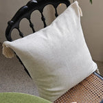 housse coussin carré motif floral rustique polyester beige pompons décoratif intérieur voiture