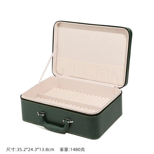boîte bijoux simili cuir marron vintage poignée velours noir marron storage box trousse bijoux