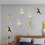 appliques murales oiseau blanc or noir origami contemporain minimaliste led chambre cuisine salle manger