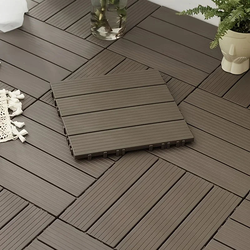 sol modulaire plaque rayées marron gris moderne extérieur balcon terrasse jardin