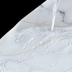 rideau douche moderne marbre blanc gris or géométrique polyester opulent élégant anneaux métalliques