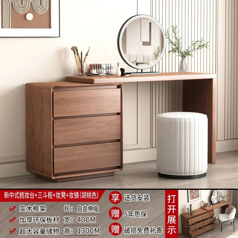 maquillage moderne tabouret plateau amovible tiroirs blanc bois naturel