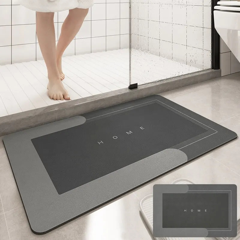 tapis sol gris moderne adhésif 60cm 40cm bordure grise centre noir MARINE absorbant rapide