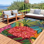 tapis fleurs exotiques moderne multicolore extérieur intérieur facile nettoyer résistant saleté anti dérapant salon