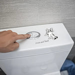 sticker adhésif chat cartoon bouton toilette moderne blanc argenté pvc semi mat 10x15cm