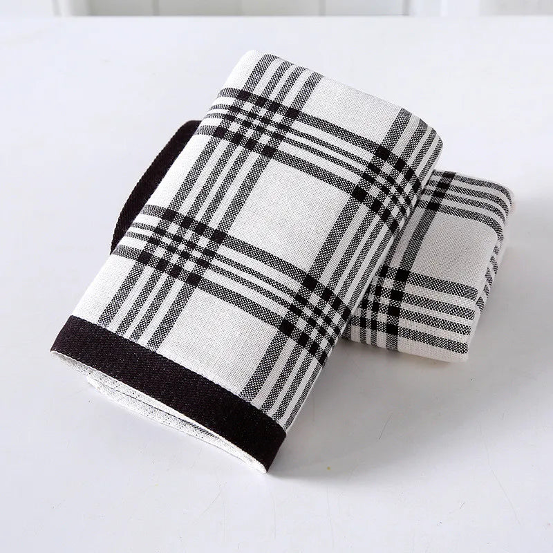 serviette bain coton carreaux bleu blanc rapide absorption 34x76cm minimaliste moderne