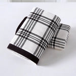 serviette bain coton carreaux bleu blanc rapide absorption 34x76cm minimaliste moderne