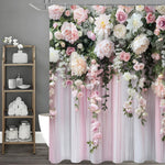 rideau douche floral romantique rose blanc vert plissé opacité variable moderne