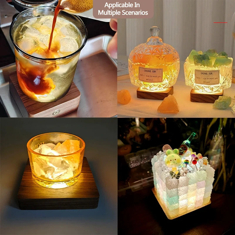 base charge lumineuse noyer moderne lampe led câble charge commutateur tactile 7cm 8cm 10cm