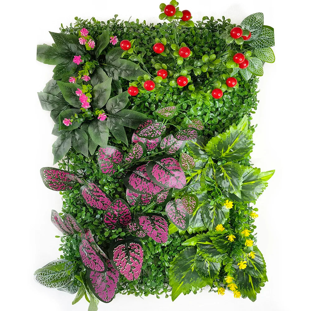 mur végétal artificiel fleurs colorées feuilles vertes décoration jardin intérieur extérieur plante synthétique naturelle