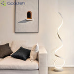 lampe sol led moderne spirale blanc noir contemporaine télécommande aluminium