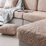 housse canapé extensible beige fleurs imprimées moderne salon tissu jacquard protection animaux