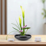 support fleurs minimaliste noir filtre fleurs artificielles moderne vertical