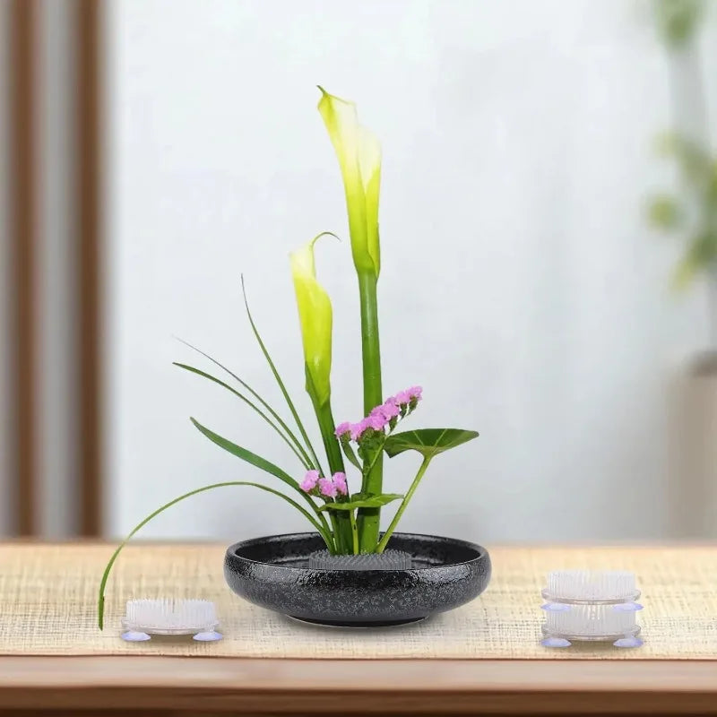 support fleurs minimaliste noir filtre fleurs artificielles moderne vertical