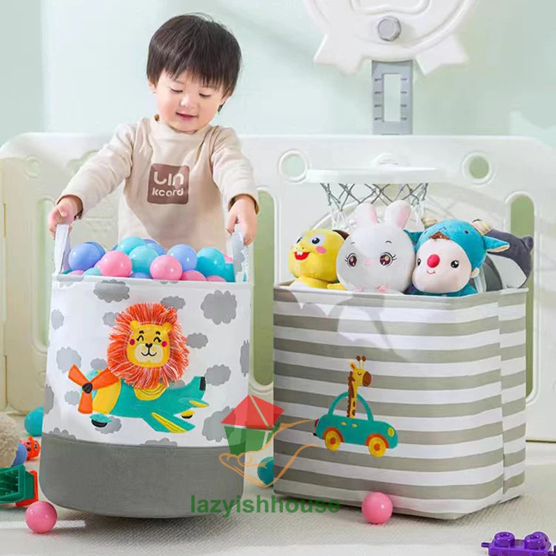 paniers rangement pliant tissu lin motif animaux moderne poignées corde rangement jouets chambre