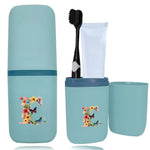 boite rangement salle bain brosse dents peigne motif papillon bleu