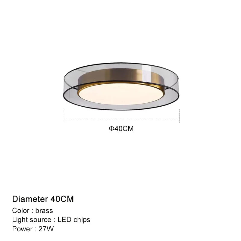 luminaire plafonnier led moderne minimaliste noir doré blanc gauze texturée semi transparent acrylique