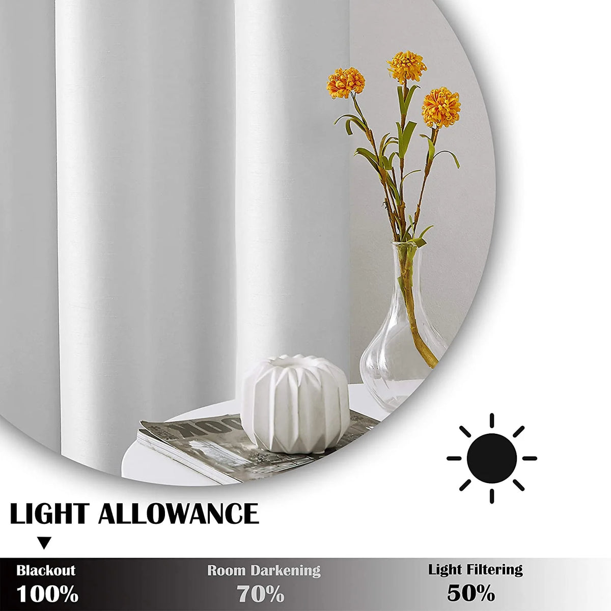 rideaux blancs opaques modernes polyester anneaux métalliques maison chambre coucher