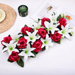 décoration florale artificielle guirlande rectangulaire fleurs roses lys champêtreintérieur événements mariage anniversaire