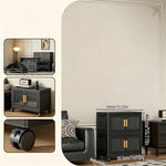 rangement modulaire meuble noir panneaux transparents poignées dorées roulettes facile assembler chambre salon cuisine