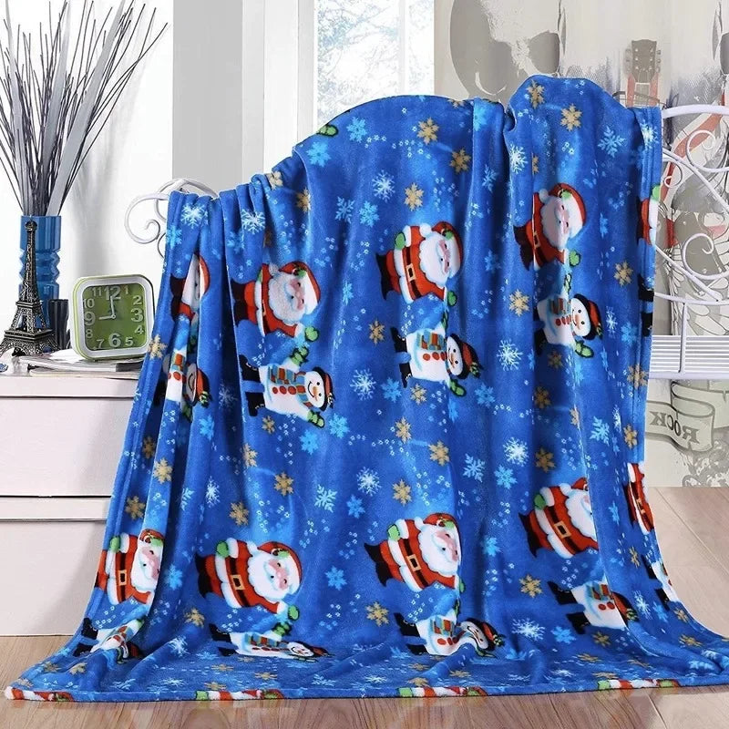 couverture hiver rouge motif cerf flocon neige velours doux plaid chaud décoration maison luxe