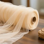 tulle transparent finement tissé beige blanc vert clair decoratif impermeable 160cm large