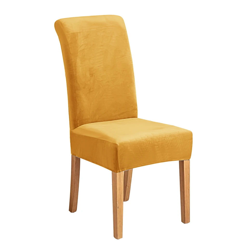 Housse chaise velours jaune doré élastique moderne protection meuble Jaune Doré