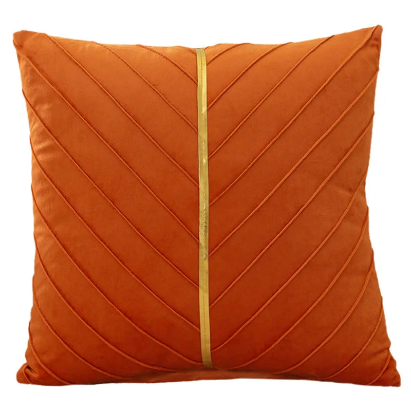housses coussins décoratifs velours plis verticaux bleu foncé jaune gris modernes opaques 45x45cm