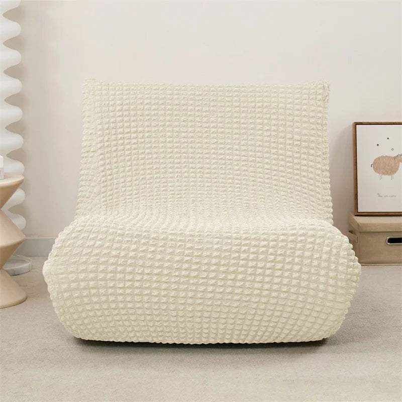 Housse fauteuil moderne crème texture relief lavable 30x60x70cm
