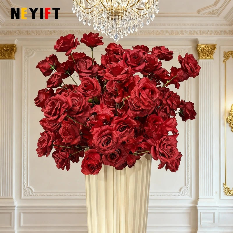 décoration extérieure mariage bouquet roses artificielles soie rouge classique anniversaire événementextérieur