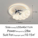 lustres led modernes nuages avions chambre enfants blanc jaune bleu gris