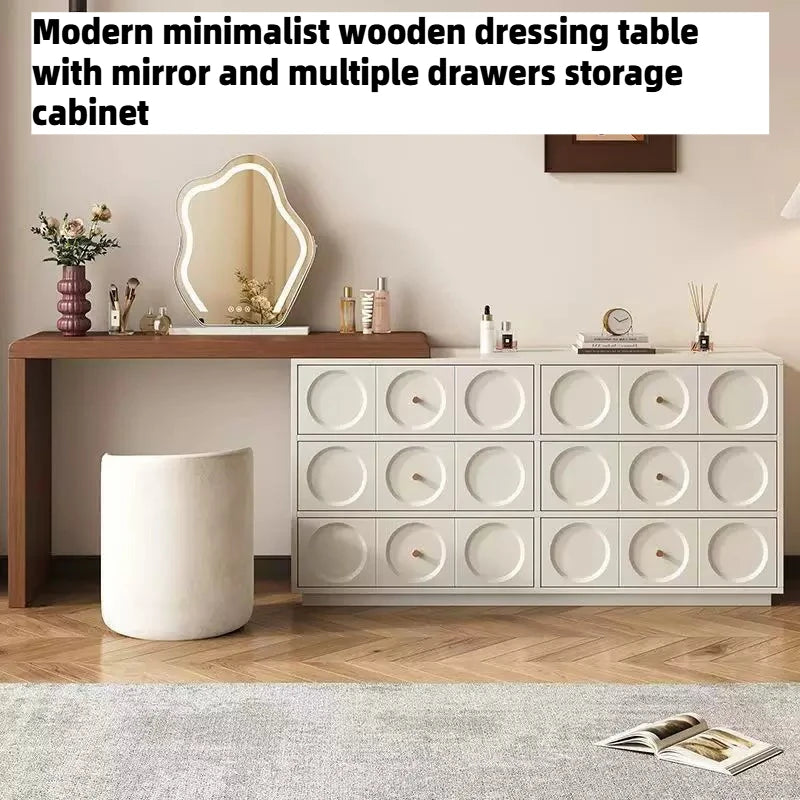 meuble maquillage miroir led six tiroirs tabouret moderne minimaliste chambre coucher