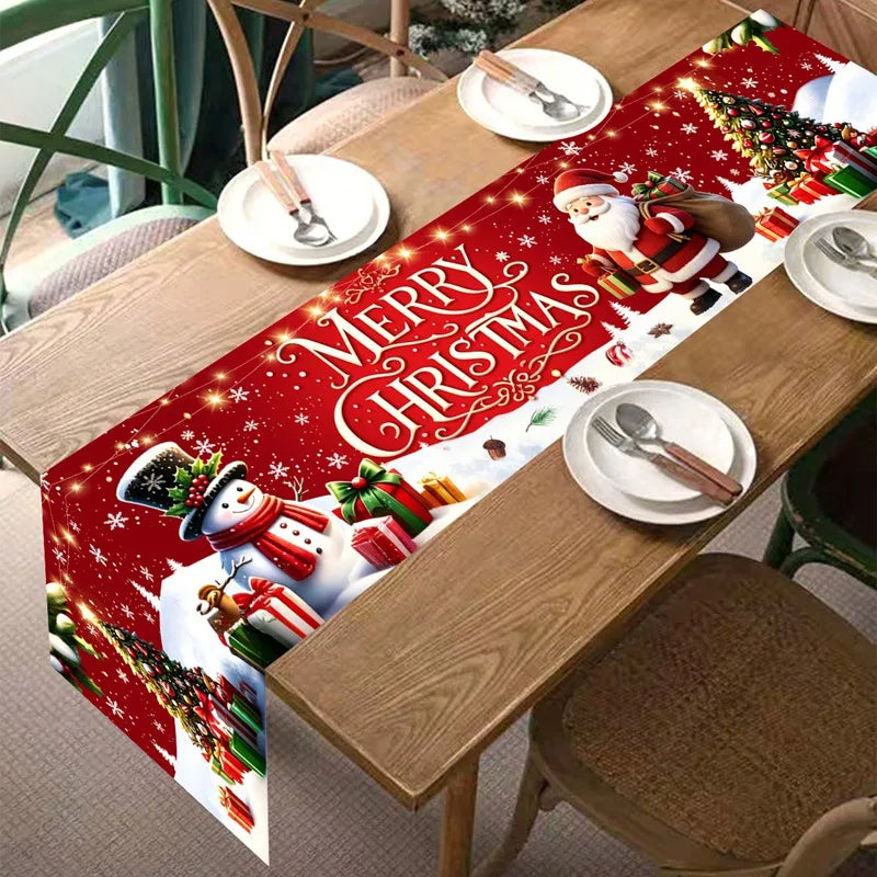 tableau noel père noel bonhomme neige sapin cadeaux flocons merry christmas rouge blanc vert
