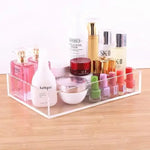 boîte rangement transparente moderne fards paupières blush rouge lèvres poudre cosmétiques minimaliste sans motif