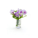 bouquet fleurs violet rose blanc verre transparent vase minimaliste decoration intérieure artificiel simple