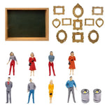 cadre photo mural classique ornementé adhésif figurines céramique fleurs artificielles photos doré blanc rouge