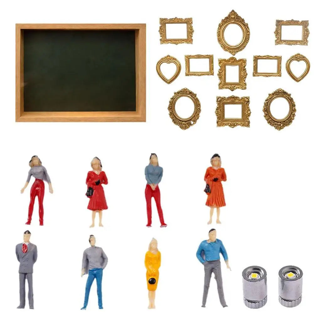 cadre photo mural classique ornementé adhésif figurines céramique fleurs artificielles photos doré blanc rouge