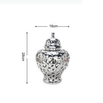 vase moderne or blanc argent réseau géométrique élégant poignée couvercle
