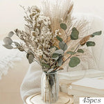 bouquet fleurs séchées naturelles décoration maison blanc beige vert rustic