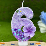 bougies anniversaire chiffres violet paillettes décoratives sans flamme gâteau enfants fêtes numérotation