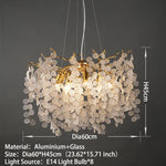 Suspension lumineuse moderne dorée transparentes branches salon chambre