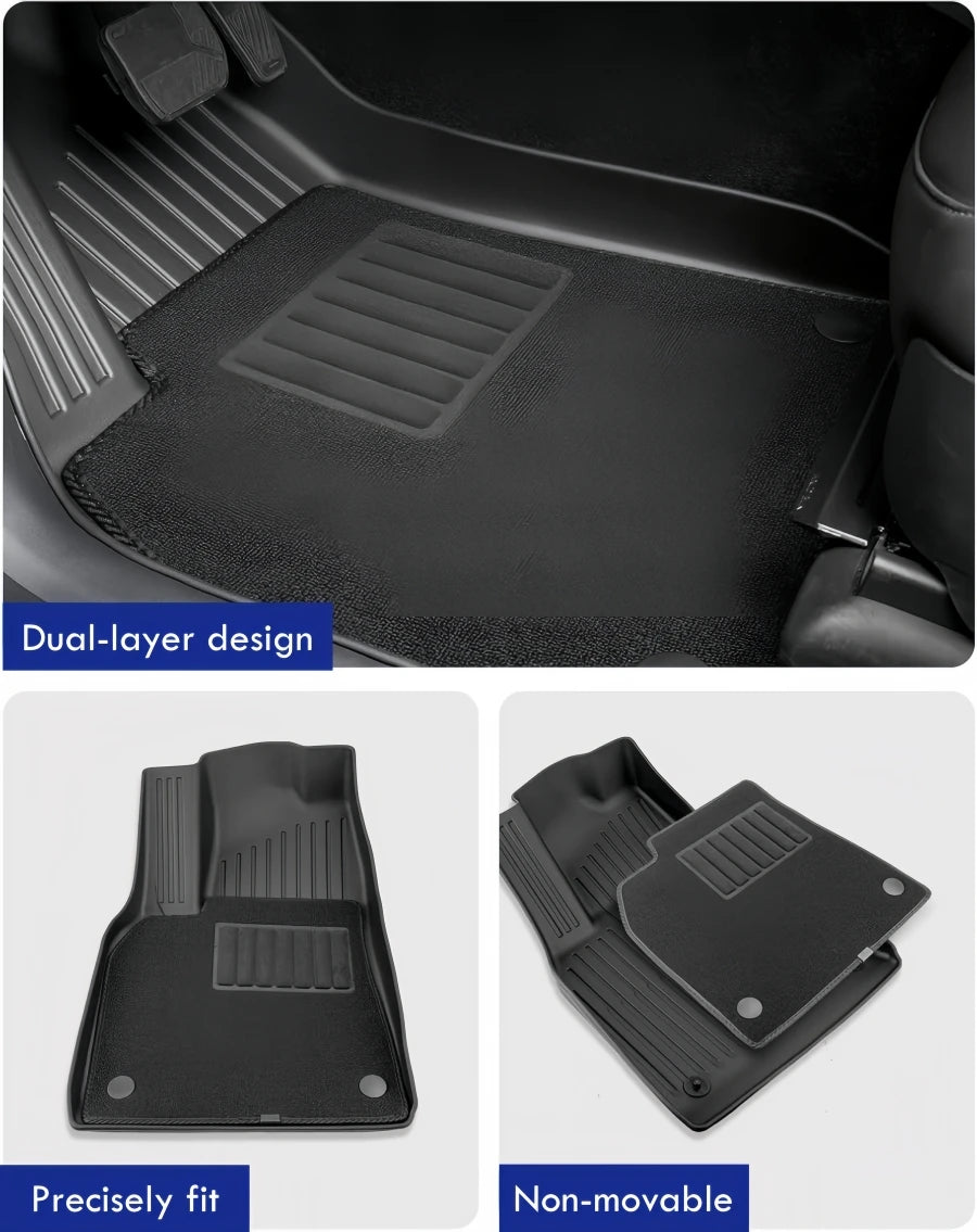 tapis sol coffre clips non slip tpe double couche rayures horizontales noir moderne tesla