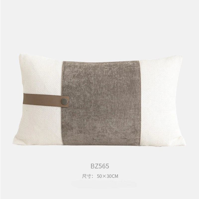 taies d'oreiller géométriques coton lin blanc gris beige modernes élégantes carrées