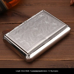 boîte tabac portable argentée gravure circulaire classique couteau compartiment tabac résistance humidité métal