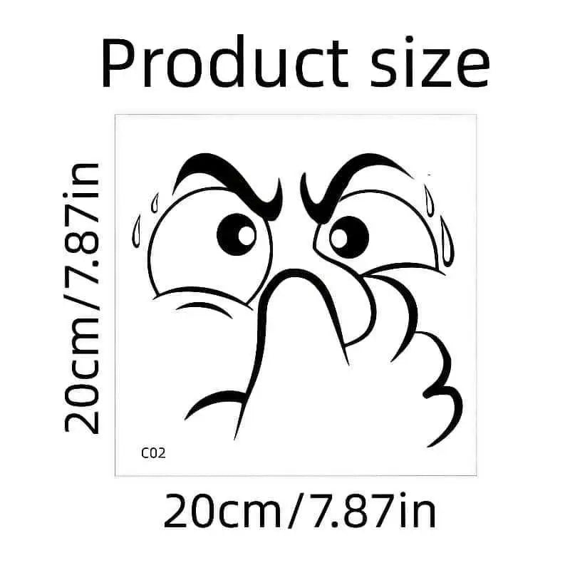 sticker mural noir visage triste dessin animé salle bain amovible décoration humoristique